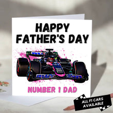 Load image into Gallery viewer, F1 Father's Day Card Featuring F1 Car