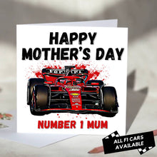 Load image into Gallery viewer, F1 Mother's Day Card Featuring Formula One Racing Car