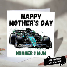 Load image into Gallery viewer, F1 Mother's Day Card Featuring Formula One Racing Car
