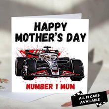Load image into Gallery viewer, F1 Mother's Day Card Featuring Formula One Racing Car