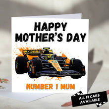 Load image into Gallery viewer, F1 Mother's Day Card Featuring Formula One Racing Car