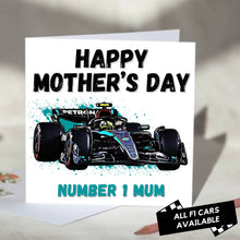 Load image into Gallery viewer, F1 Mother's Day Card Featuring Formula One Racing Car
