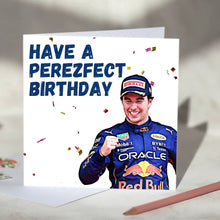 Load image into Gallery viewer, Sergio Perez, Have A Perezfect Birthday, Red Bull Racing F1 Card