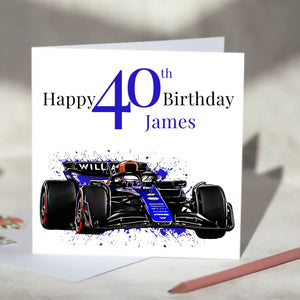 Williams Racing F1 Personalised Birthday Card