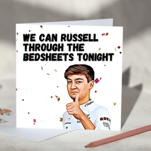 Load image into Gallery viewer, George Russell Through the Bed Sheets F1 Card