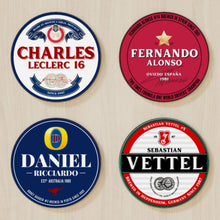 Load image into Gallery viewer, Formula 1 Coasters - Perfect Gift for F1 Fan - Choose from 11 designs including Verstappen, Hamilton, Norris, Bottas, Leclerc, Russell