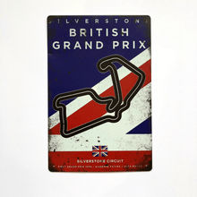 Load image into Gallery viewer, British Grand Prix Silverstone Circuit F1 Vintage Metal Sign, Retro Wall Decoration for Formula 1 Fans