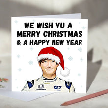 Load image into Gallery viewer, Yuki Tsunoda F1 Christmas Card - We Wish Yu A Merry Christmas