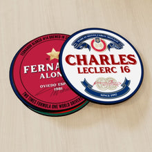 Load image into Gallery viewer, Formula 1 Coasters - Perfect Gift for F1 Fan - Choose from 11 designs including Verstappen, Hamilton, Norris, Bottas, Leclerc, Russell