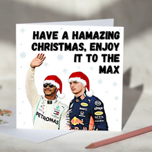 Load image into Gallery viewer, Lewis Hamilton and Max Verstappen F1 Christmas Card