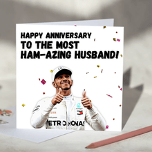Load image into Gallery viewer, Hamazing Relative Lewis Hamilton F1 Card