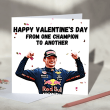 Load image into Gallery viewer, Max Verstappen F1 Birthday Card - Happy Birthday From One Champion To Another