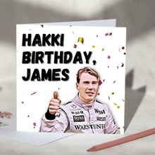 Load image into Gallery viewer, Mika Hakkinen Hakki Birthday Personalised F1 Birthday Card