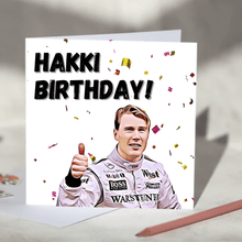 Load image into Gallery viewer, Mika Hakkinen Hakki Birthday Personalised F1 Birthday Card