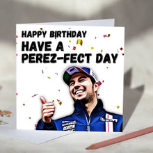 Load image into Gallery viewer, Sergio Perez, Have A Perez-fect Day, Red Bull Racing F1 Card