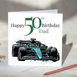 Aston Martin F1 Personalised Birthday Card