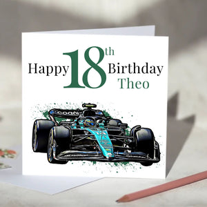 Aston Martin F1 Personalised Birthday Card