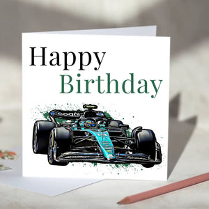 Aston Martin F1 Personalised Birthday Card