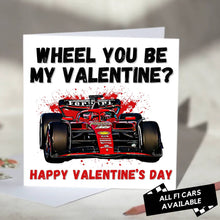 Load image into Gallery viewer, Wheel You Be My Valentine F1 Card
