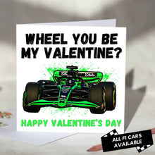 Load image into Gallery viewer, Wheel You Be My Valentine F1 Card
