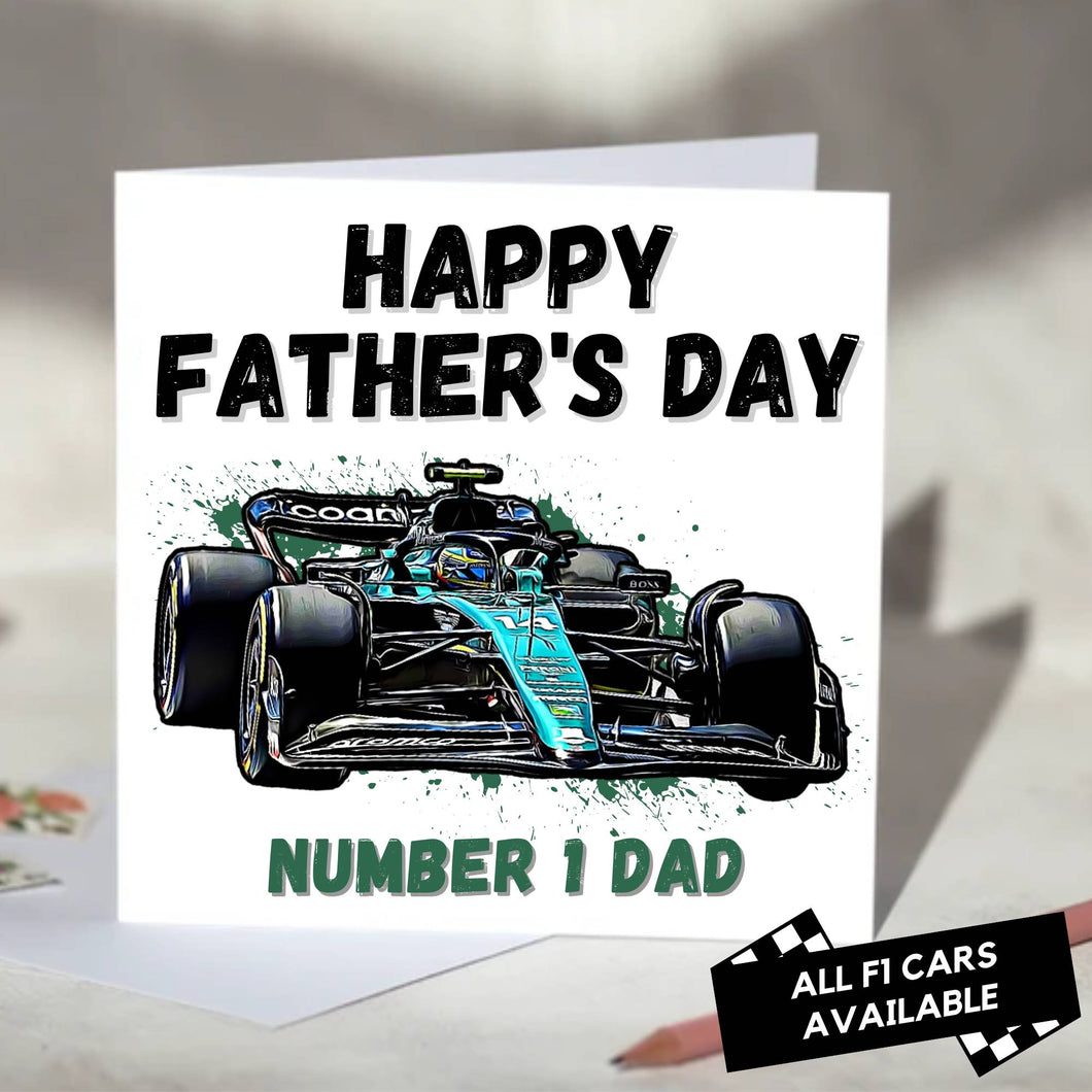 F1 Father's Day Card Featuring F1 Car