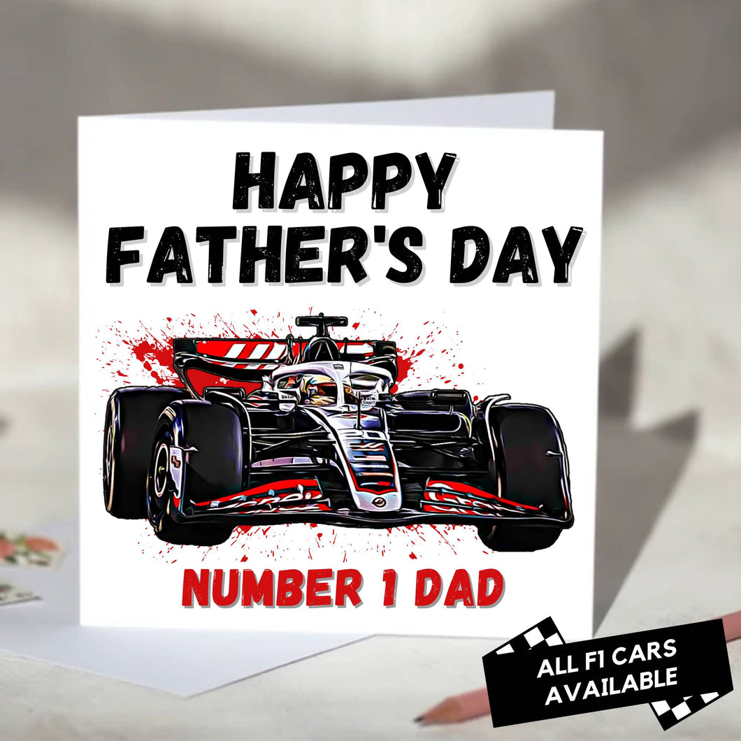 F1 Father's Day Card Featuring F1 Car