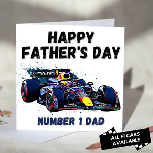 F1 Father's Day Card Featuring F1 Car