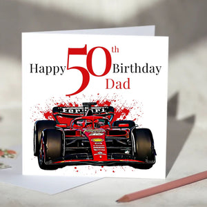 Ferrari F1 Personalised Birthday Card