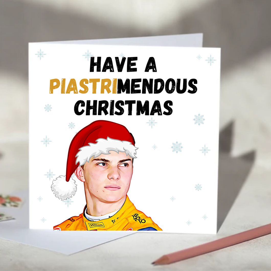 Oscar Piastri F1 Christmas Card - Have a Piastrimendous Christmas