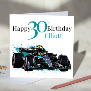 Mercedes F1 Personalised Birthday Card