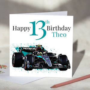 Mercedes F1 Personalised Birthday Card