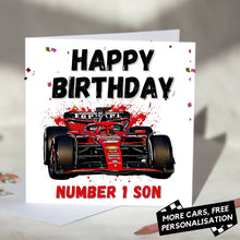 Load image into Gallery viewer, Personalised Formula 1 Birthday Card
