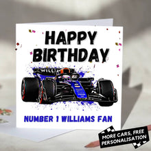 Load image into Gallery viewer, Personalised Formula 1 Birthday Card
