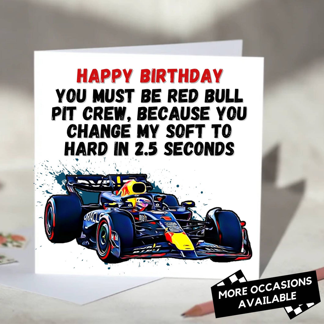 You Must Be Red Bull Pit Crew Funny F1 Card
