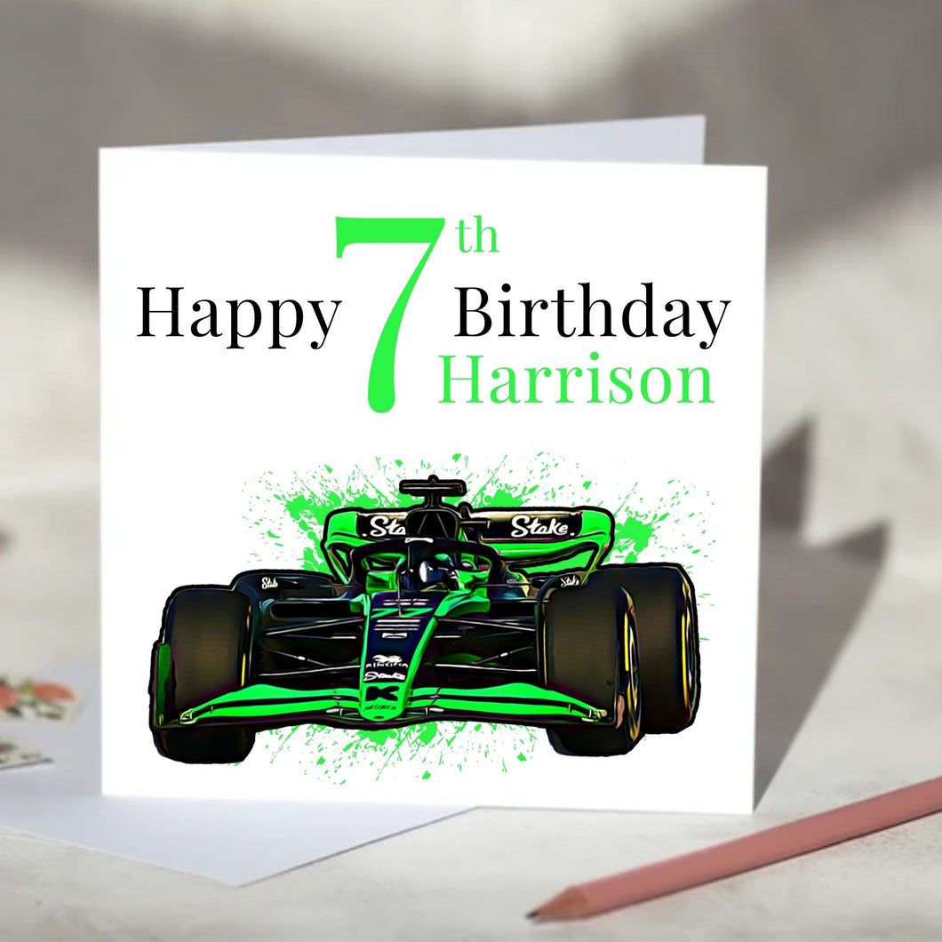 Stake Kick Sauber F1 Personalised Birthday Card