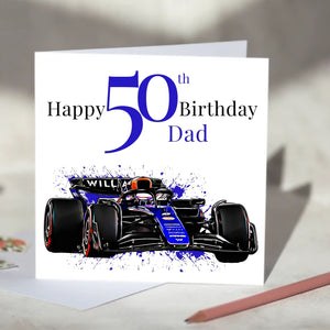 Williams Racing F1 Personalised Birthday Card