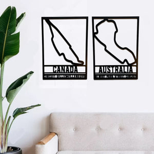Grand Prix Circuit F1 Wooden Wall Signs, Wall Decor for Formula 1 Fans 40cmx30cm A3
