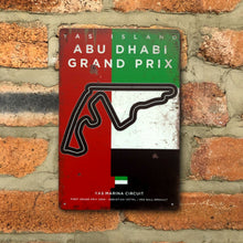 Load image into Gallery viewer, Yas Marina Circuit F1 Vintage Metal Sign, Abu Dhabi Grand Prix Retro Wall Decoration for Formula 1 Fans
