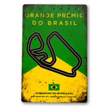Load image into Gallery viewer, Sao Paulo Circuit F1 Vintage Metal Sign, Brazil Grand Prix Retro Wall Decoration for Formula 1 Fans

