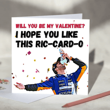 Load image into Gallery viewer, Daniel Ricciardo F1 Valentine&#39;s Day Card
