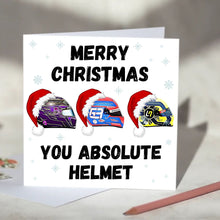 Load image into Gallery viewer, Merry Christmas You Absolute Helmet - F1 Christmas Card - Hamilton, Norris, Russell
