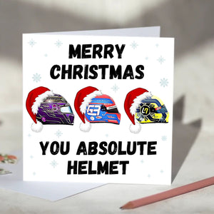 Merry Christmas You Absolute Helmet - F1 Christmas Card - Hamilton, Norris, Russell
