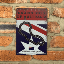 Load image into Gallery viewer, Melbourne Circuit F1 Vintage Metal Sign, Australian Grand Prix Retro Wall Decoration for Formula 1 Fans

