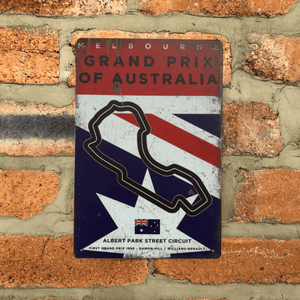 Melbourne Circuit F1 Vintage Metal Sign, Australian Grand Prix Retro Wall Decoration for Formula 1 Fans