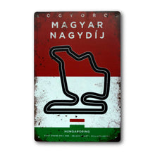 Load image into Gallery viewer, Hungaroring Circuit F1 Vintage Metal Sign, Hungary Grand Prix Retro Wall Decoration for Formula 1 Fans
