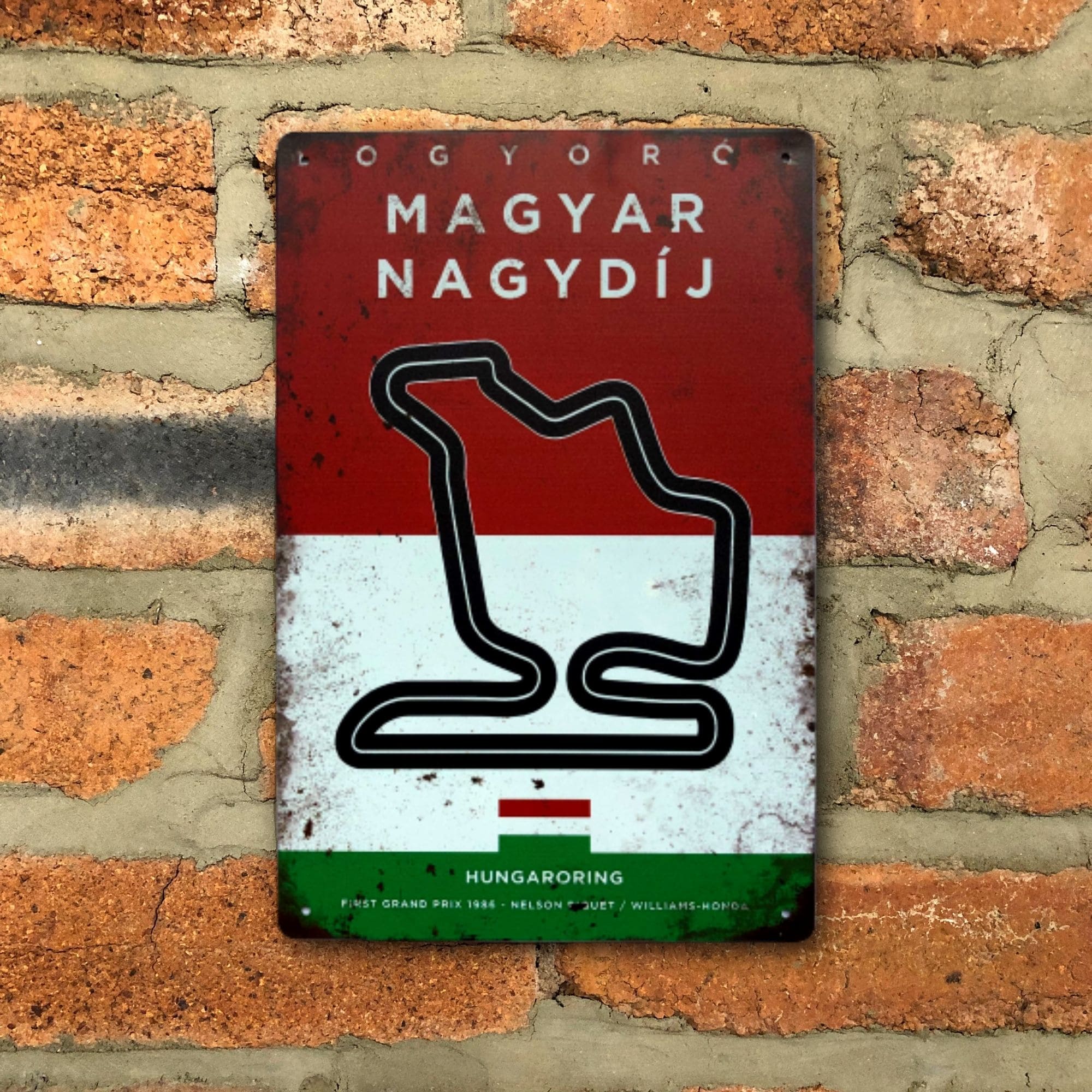 Hungaroring Circuit F1 Vintage Metal Sign, Hungary Grand Prix