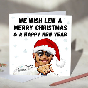 Lewis Hamilton F1 Christmas Card - We Wish Lew A Merry Christmas