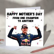 Load image into Gallery viewer, Max Verstappen F1 Birthday Card - Happy Birthday From One Champion To Another
