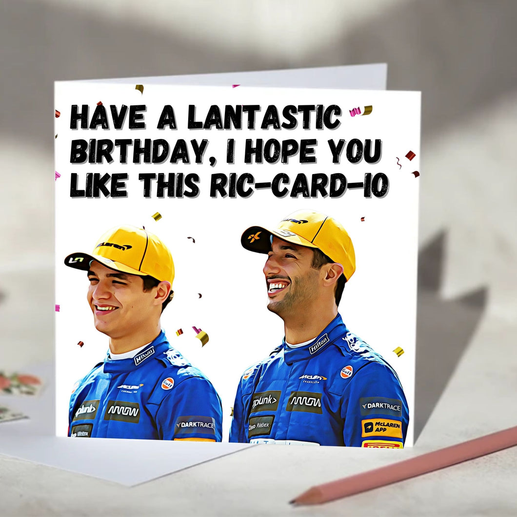 McLaren Daniel Ricciardo and Lando Norris F1 Birthday Card
