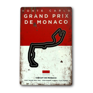 Monaco Circuit F1 Vintage Metal Sign, Grand Prix Retro Wall Decoration for Formula 1 Fans
